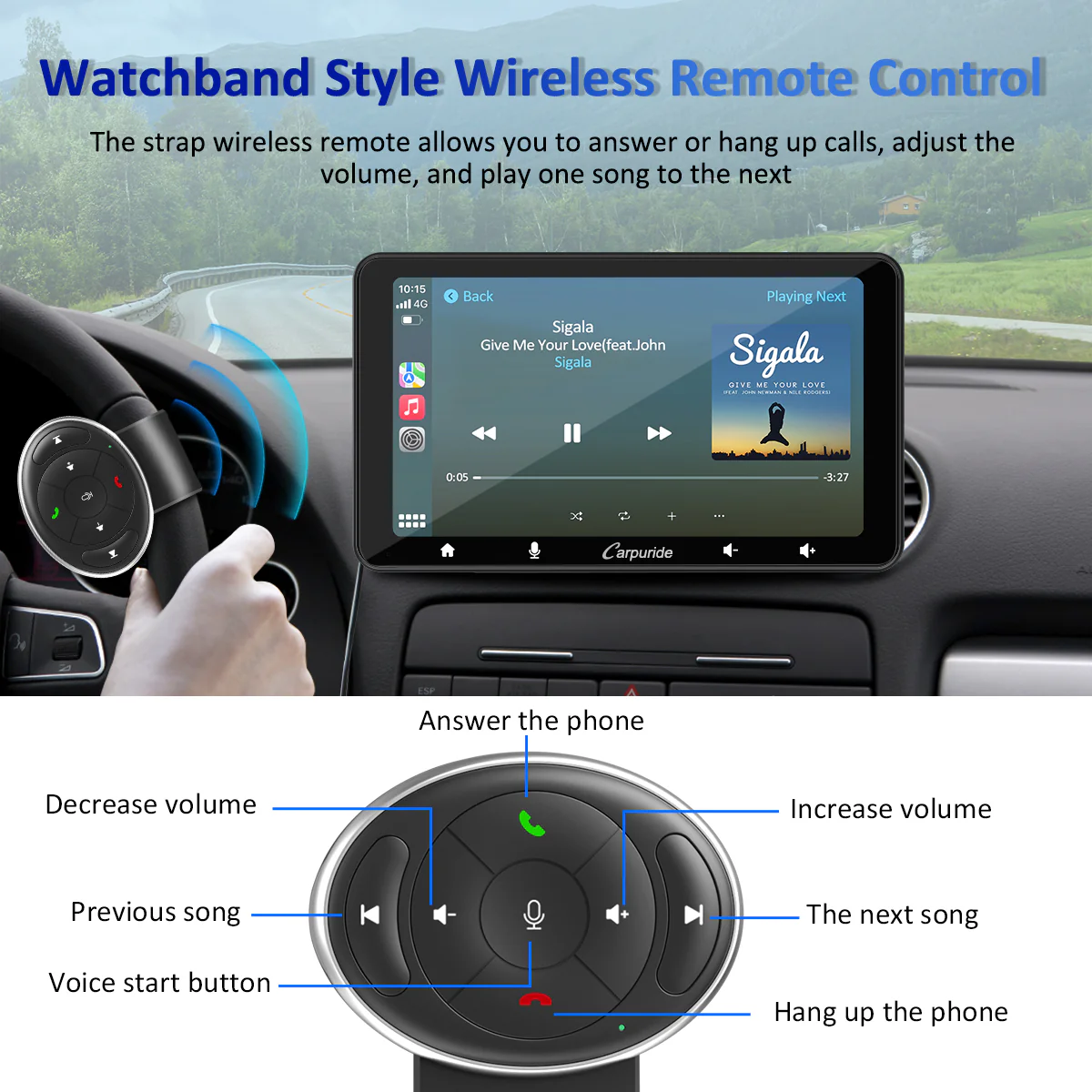 CARPURIDE W708 Wireless Portable Car Stereo with Steering Wheel Control - Image 7