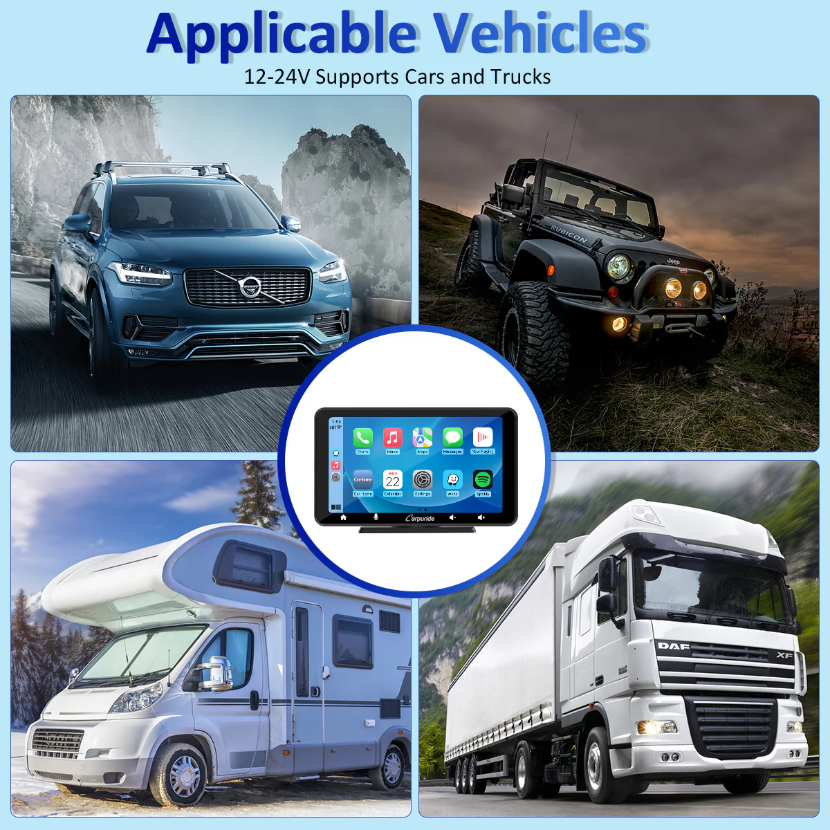 CARPURIDE W708 Wireless Portable Car Stereo with Steering Wheel Control - Image 9