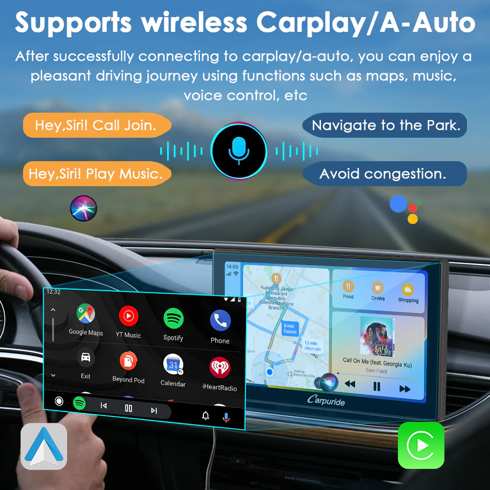 CARPURIDE W901 Plus Portable Wireless Car Stereo, Support Install Apps - Image 3