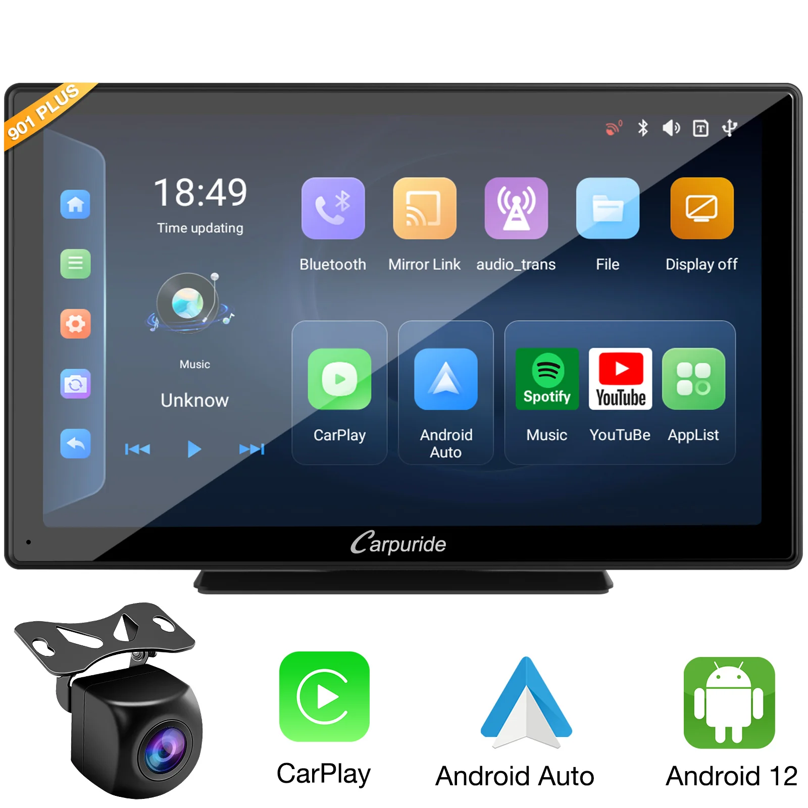 CARPURIDE W901 Plus Portable Wireless Car Stereo, Support Install Apps - Image 9