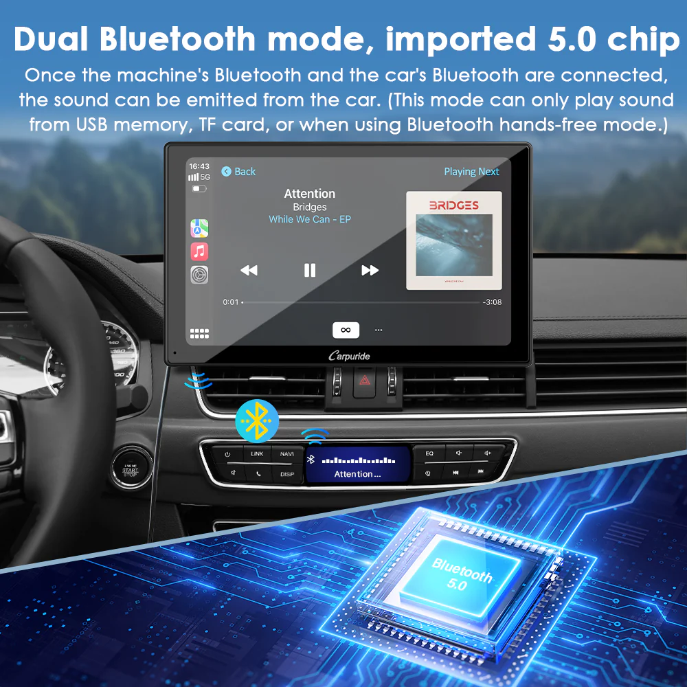 CARPURIDE W901 Plus Portable Wireless Car Stereo with Backup Camera, Support Install Apps - Image 5