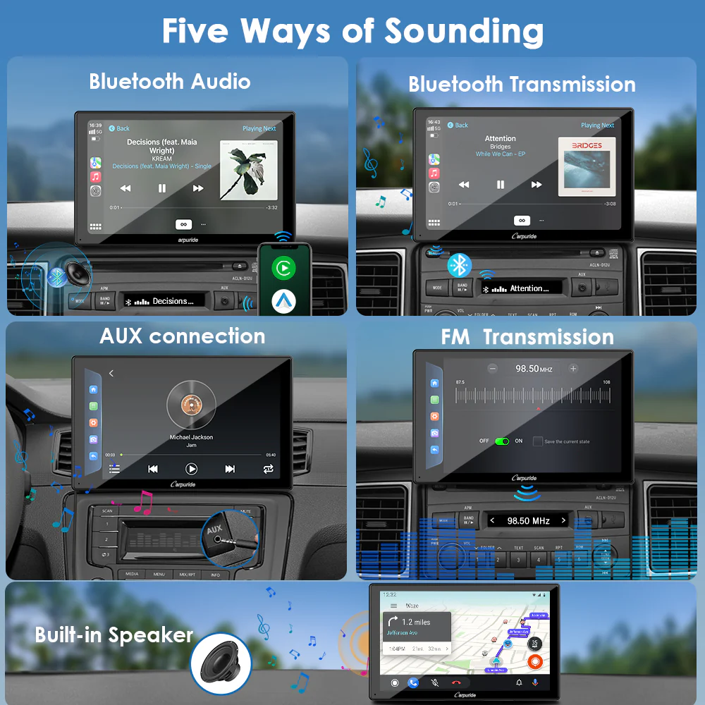 CARPURIDE W901 Plus Portable Wireless Car Stereo with Backup Camera, Support Install Apps - Image 6