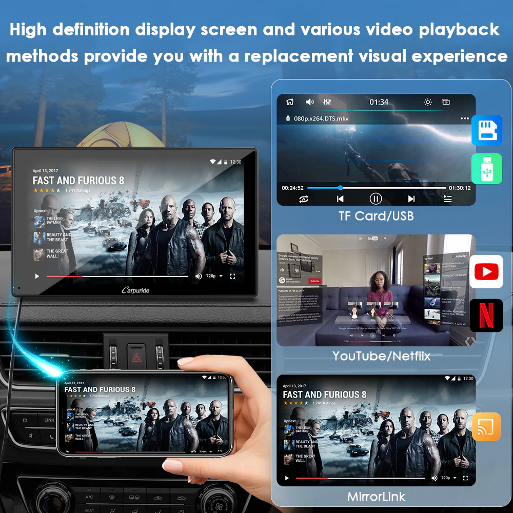 CARPURIDE W901 Plus Portable Wireless Car Stereo with Backup Camera, Support Install Apps - Image 7