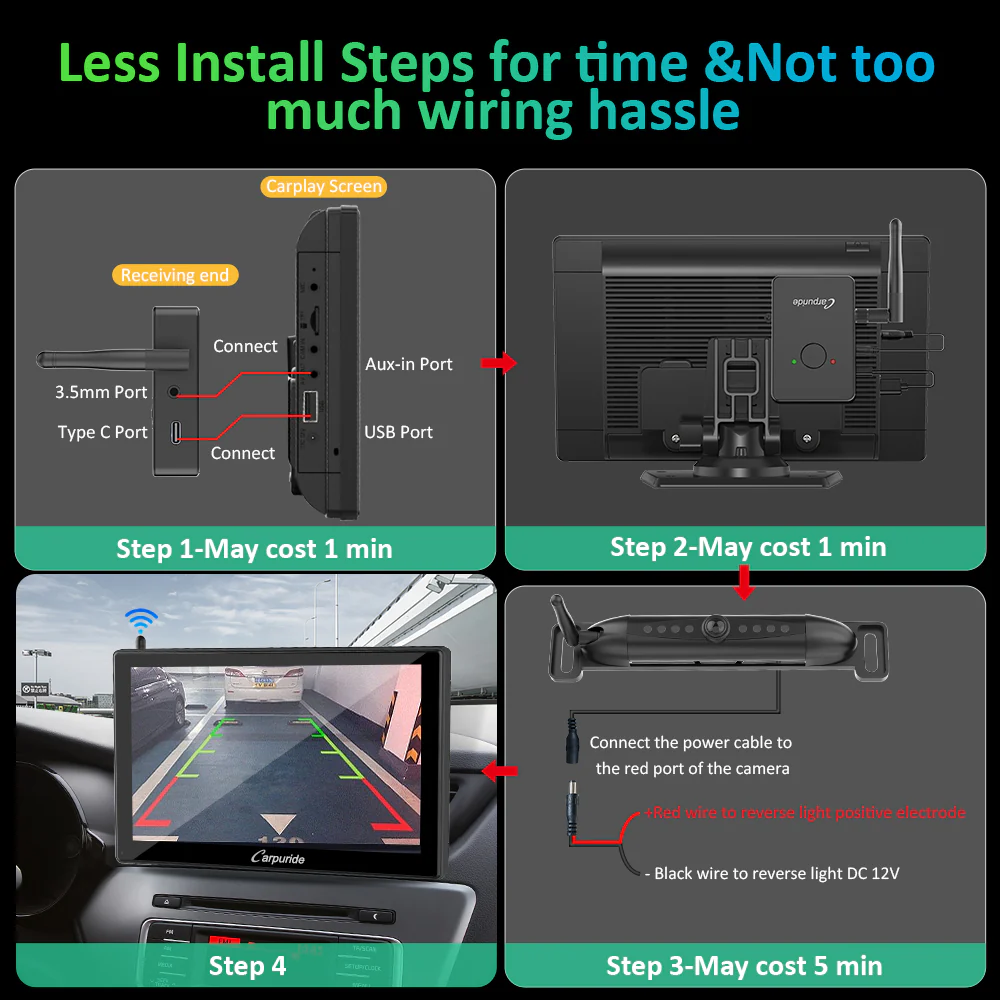 CARPURIDE W901 Portable Smart Multimedia Dashboard Console With WF01 Wireless Rear Camera - Image 12