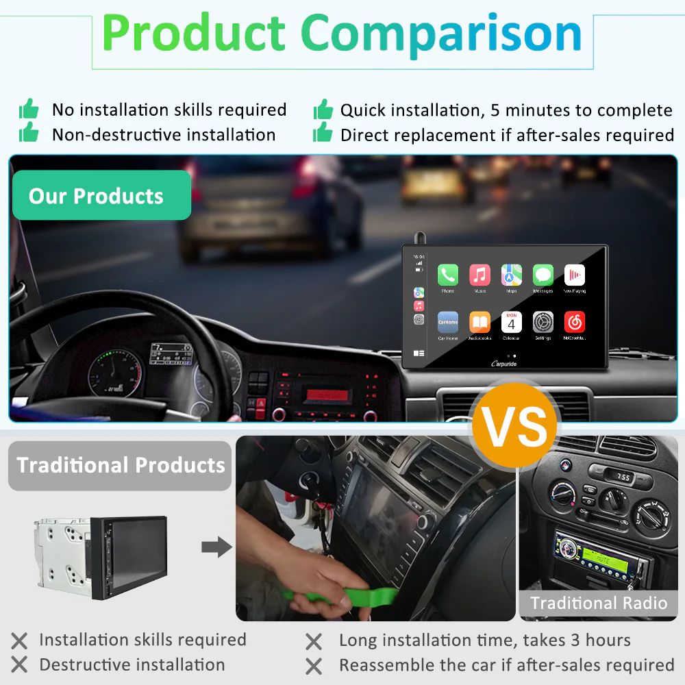 CARPURIDE W901 Portable Smart Multimedia Dashboard Console With WF01 Wireless Rear Camera - Image 6