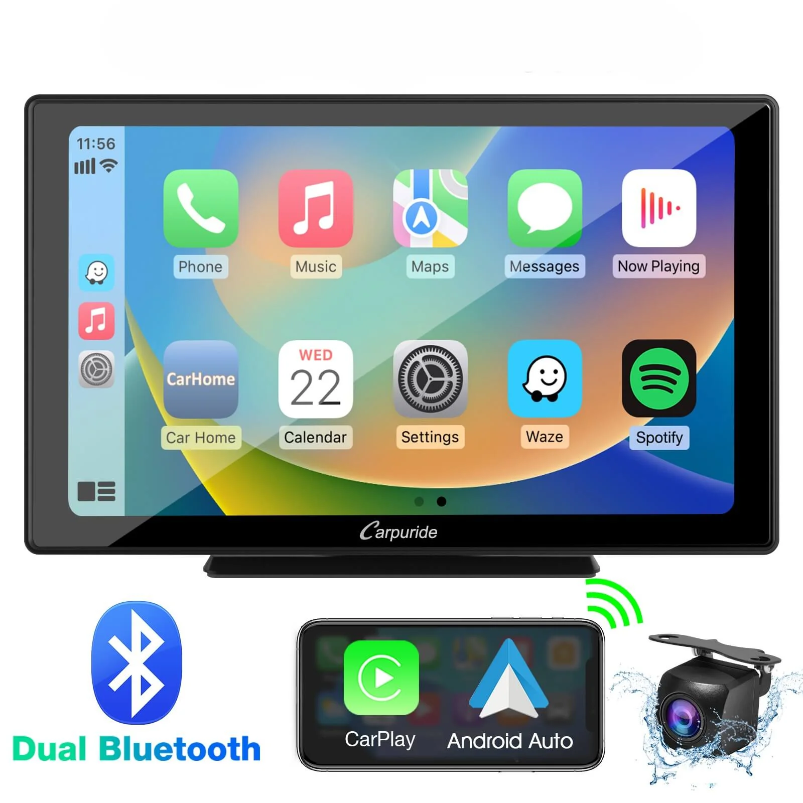 CARPURIDE W901 Pro Portable Smart Multimedia Dual Bluetooth Dashboard Console - Image 11