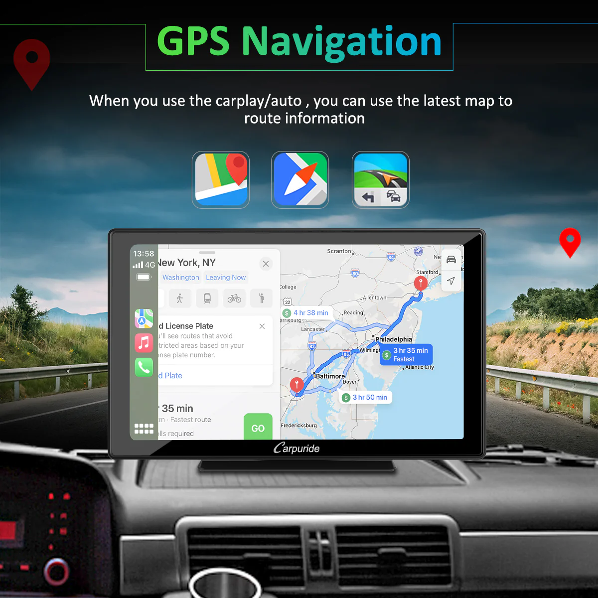 CARPURIDE W901 Pro Portable Smart Multimedia Dual Bluetooth Dashboard Console - Image 3