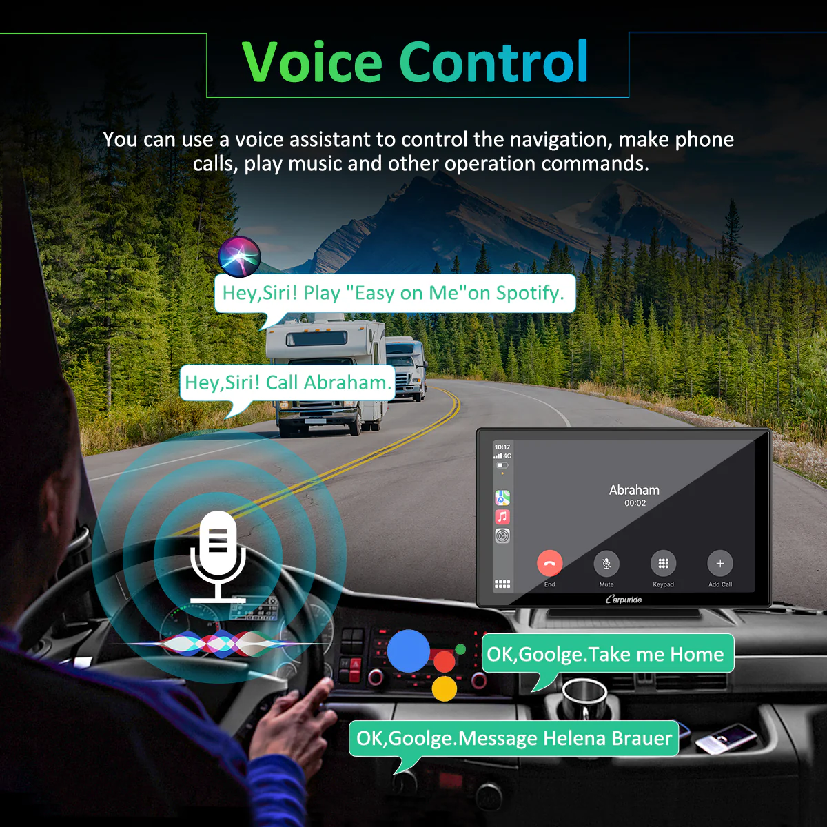 CARPURIDE W901 Pro Portable Smart Multimedia Dual Bluetooth Dashboard Console - Image 4
