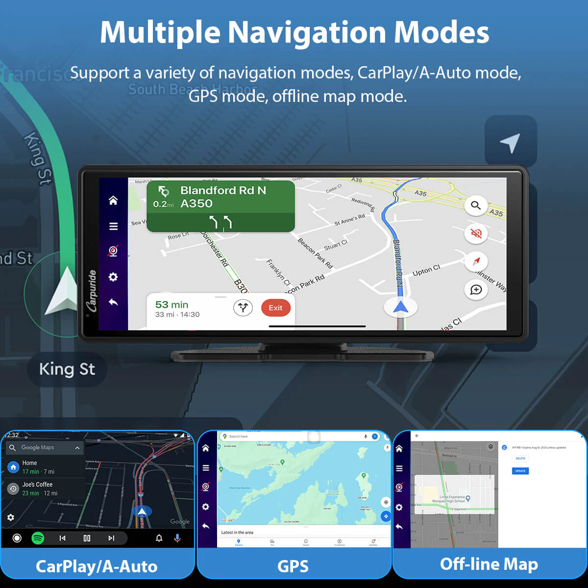 CARPURIDE W903 Plus Portable Wireless Car Stereo, Support Install Apps, with External GPS Antenna - Image 5