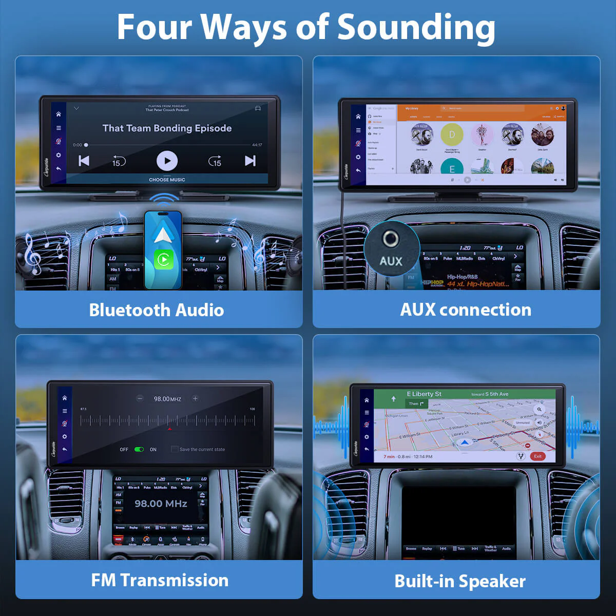 CARPURIDE W903 Plus Portable Wireless Car Stereo, Support Install Apps, with External GPS Antenna - Image 6