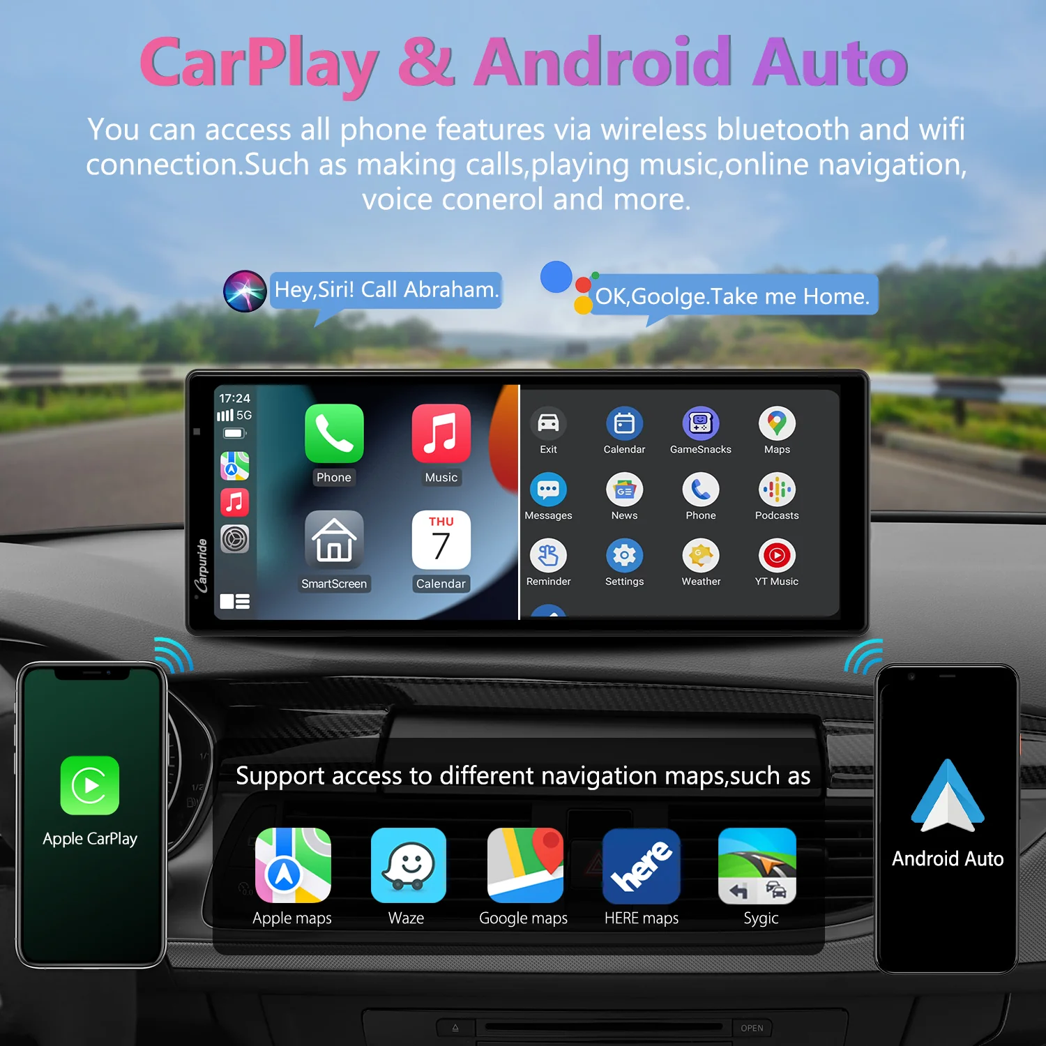 CARPURIDE W903 Portable Smart Multimedia Dashboard Console with Front Camera and DVR Function - Image 3