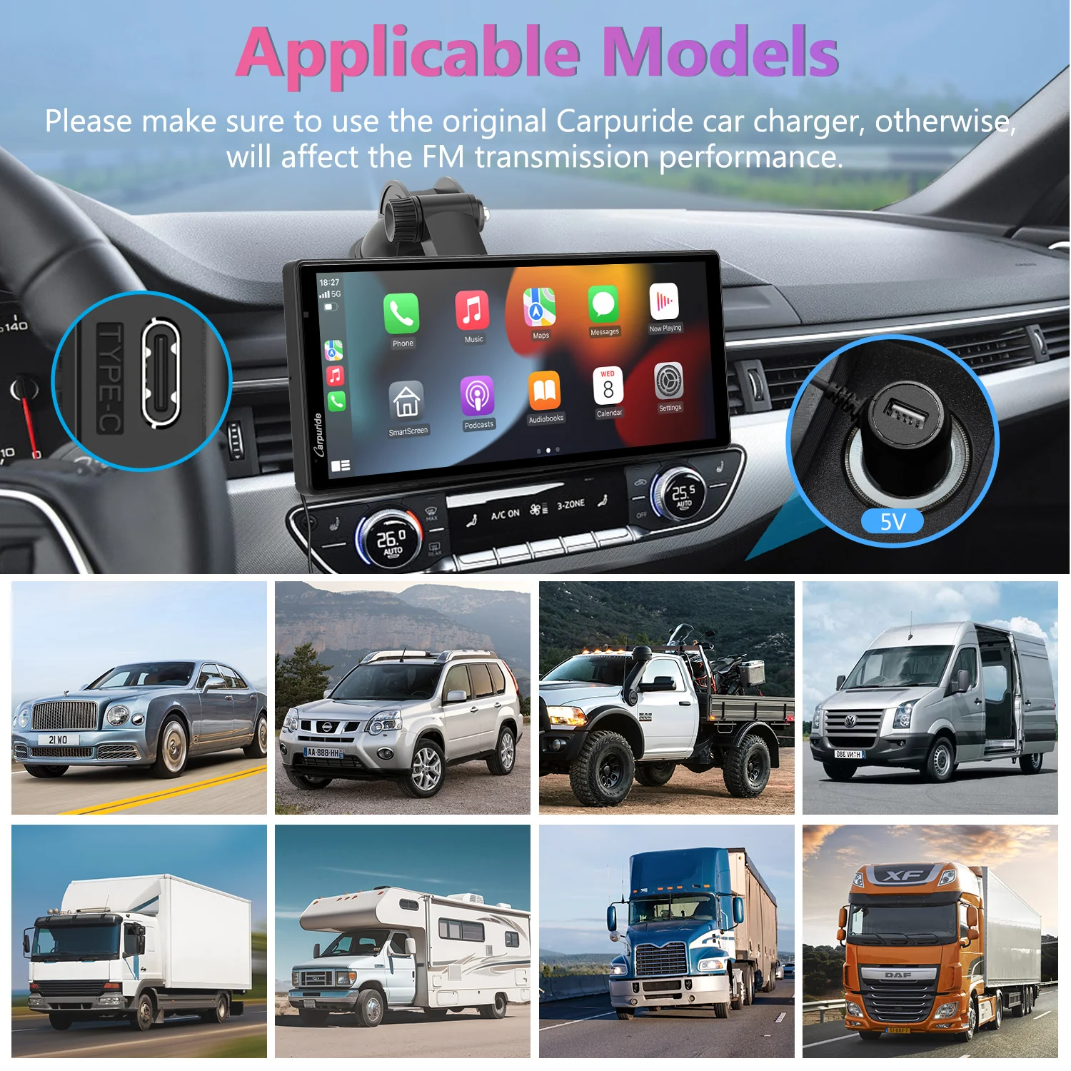 CARPURIDE W903 Portable Smart Multimedia Dashboard Console with Front Camera and DVR Function - Image 8