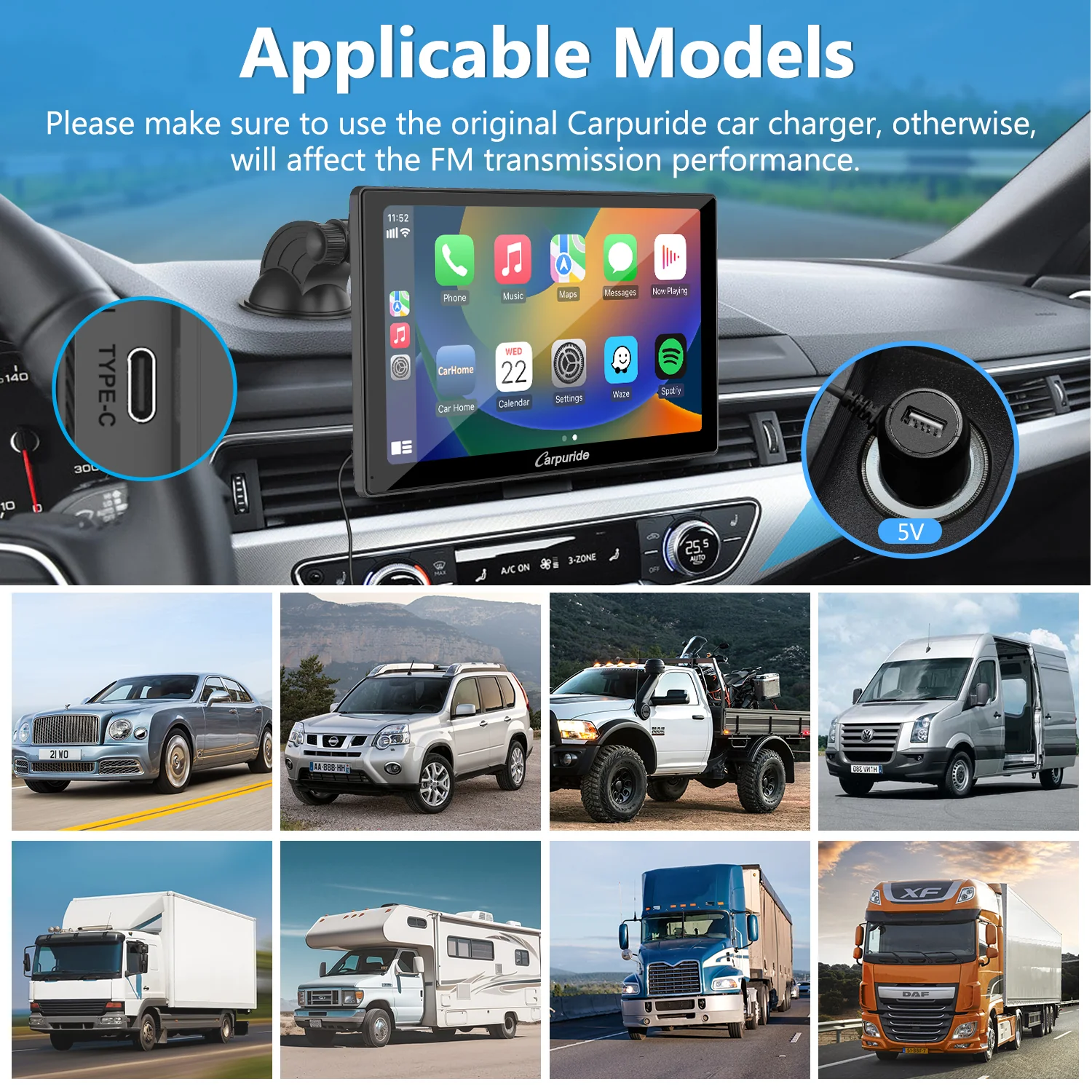 CARPURIDE W905 Portable Smart Multimedia Car Stereo with Dual Cameras and DVR Function - Image 8