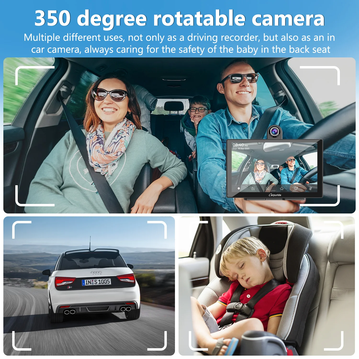 CARPURIDE W905 Portable Smart Multimedia Dashboard Console with Front Camera and DVR Function - Image 3