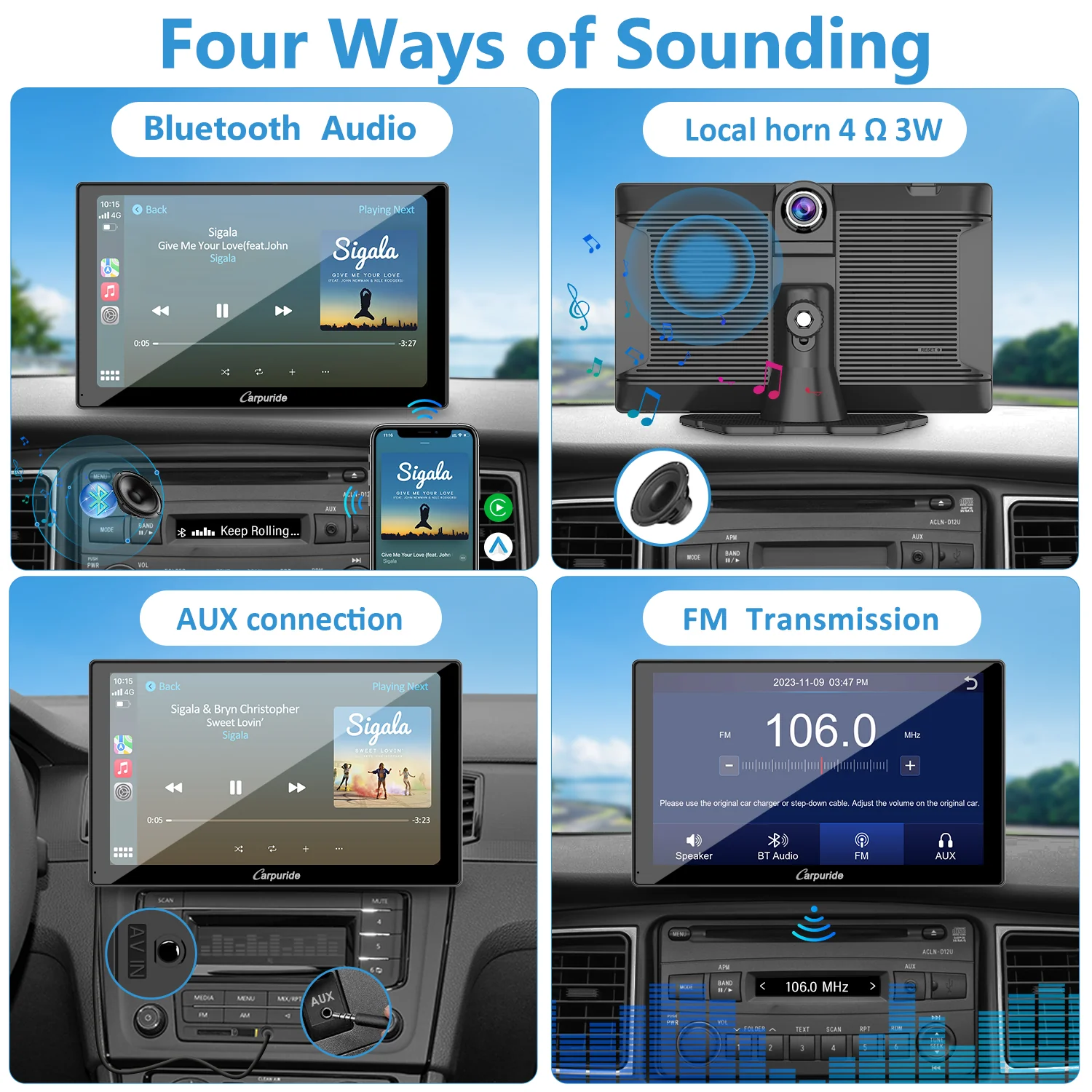 CARPURIDE W905 Portable Smart Multimedia Dashboard Console with Front Camera and DVR Function - Image 6