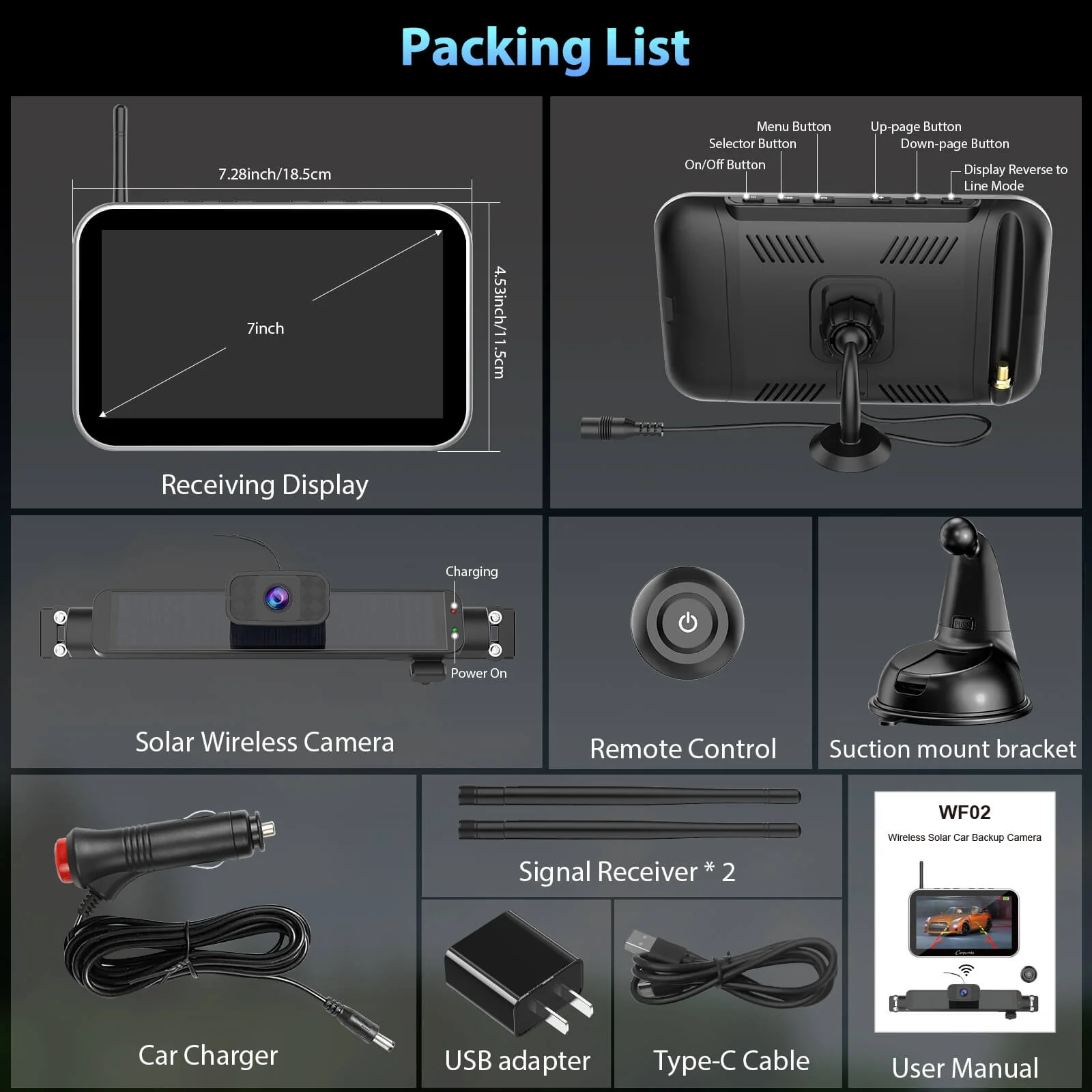 Carpuride WF02 Solar-Powered Wireless Backup Camera- Easy Install | HD Night Vision | Universal Fit - Image 10