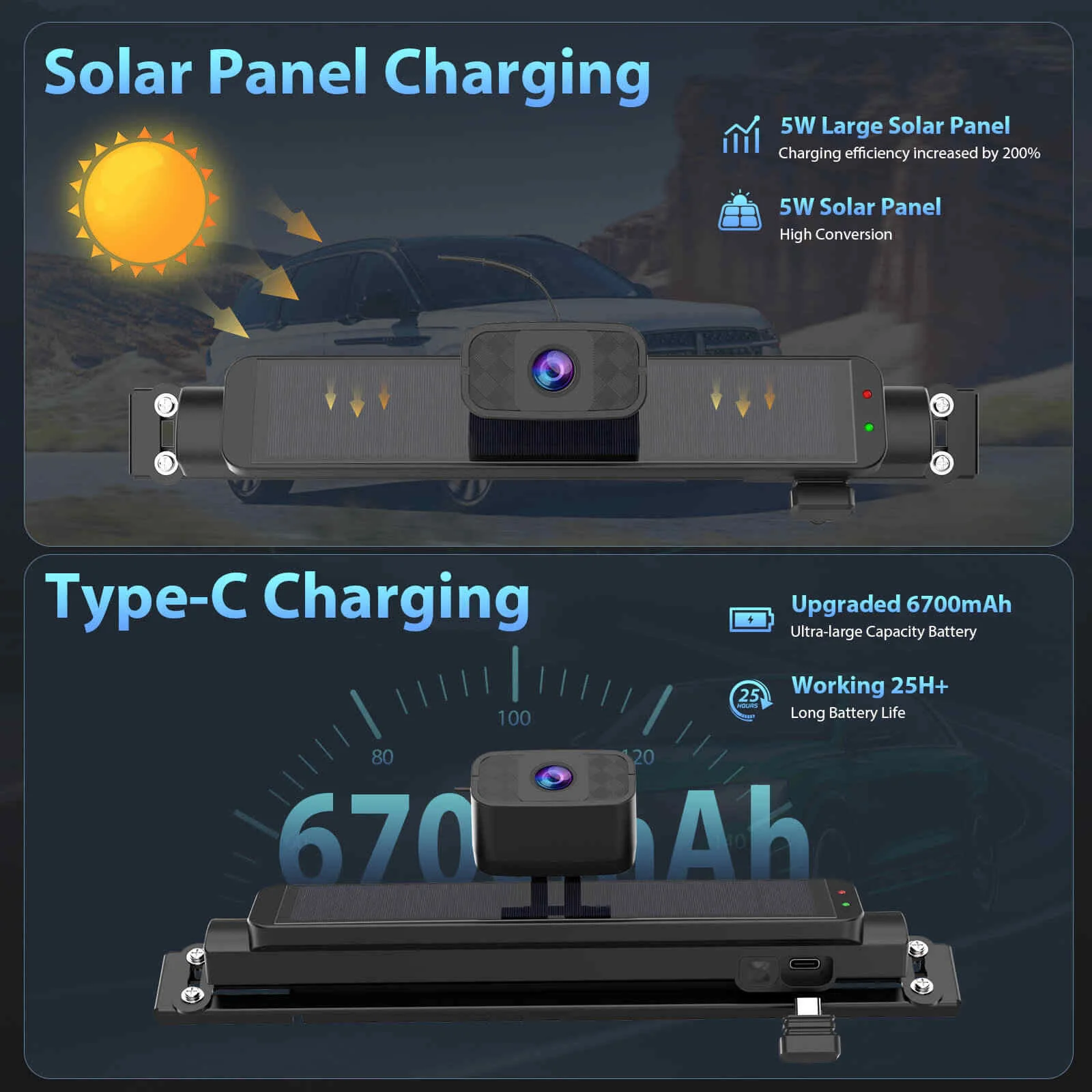 Carpuride WF02 Solar-Powered Wireless Backup Camera- Easy Install | HD Night Vision | Universal Fit - Image 5