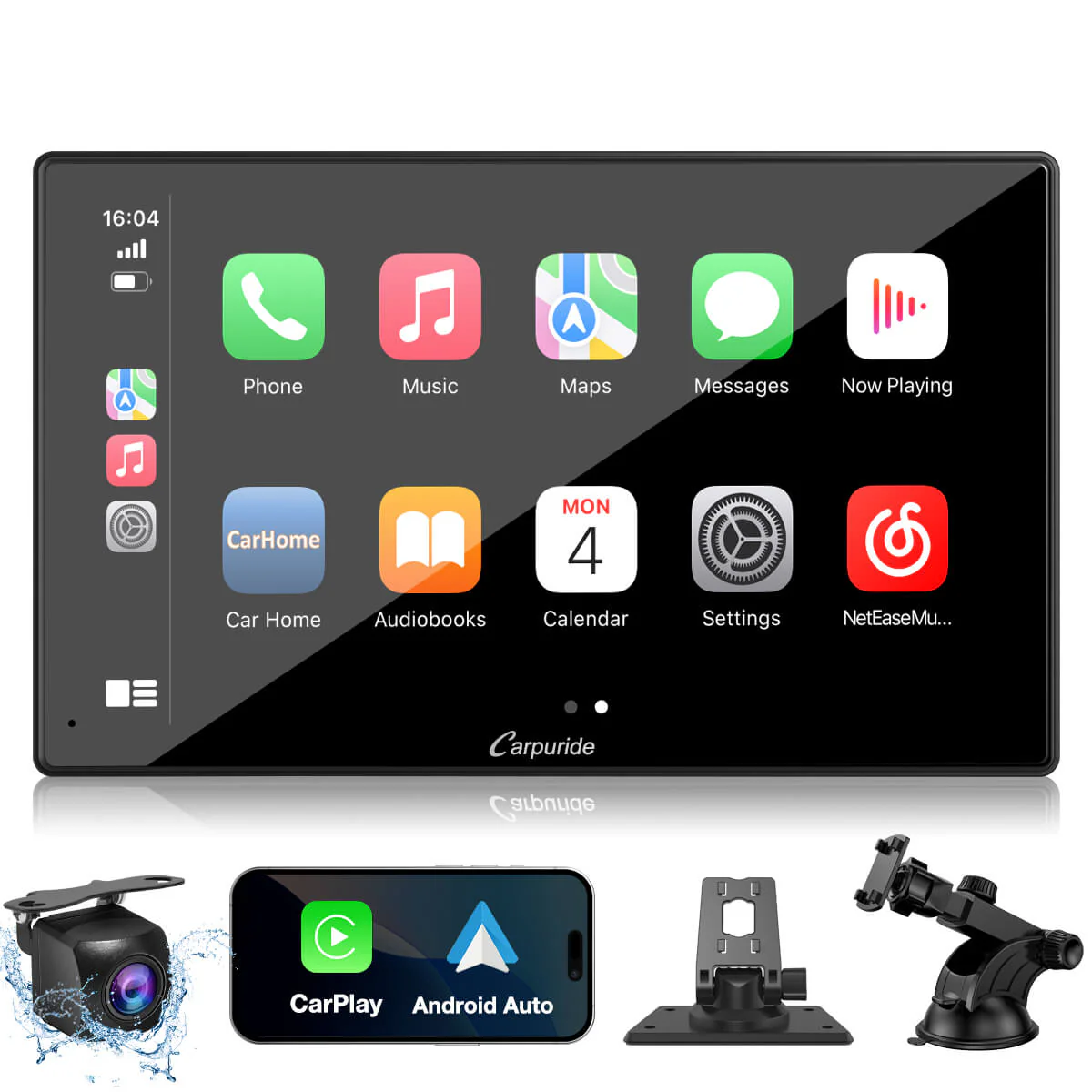 CARPURIDE W901 Portable Car Stereo, support Google and Siri Assistant, 9 Inch IPS Touch screen, Car Radio Receiver with Carplay/ Android Auto/GPS /Mirror link/Bluetooth/FM/Light-sensing/EQ effect - Image 11