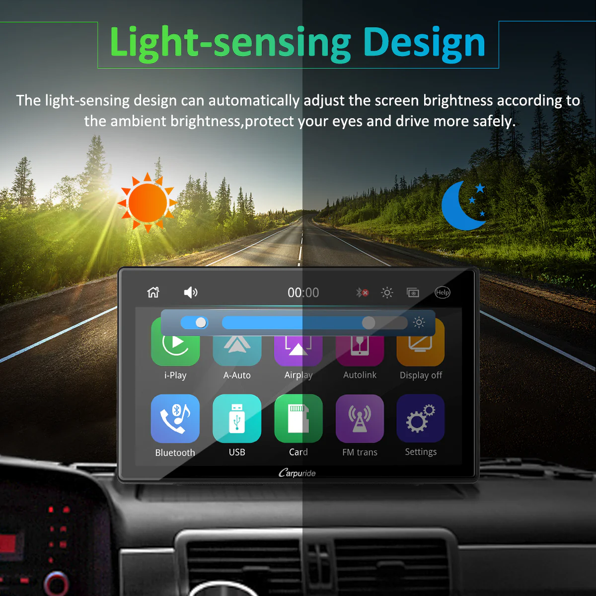 CARPURIDE Wireless Portable Car Stereo with Light-Sensitive,Dual 4Ω3W speakers, 9 Inch IPS Touchscreen Car Radio Receiver Works with Carplay/Android Auto/Mirror Link/Bluetooth/Google/Siri/WiFi/GPS Navigation - Image 5