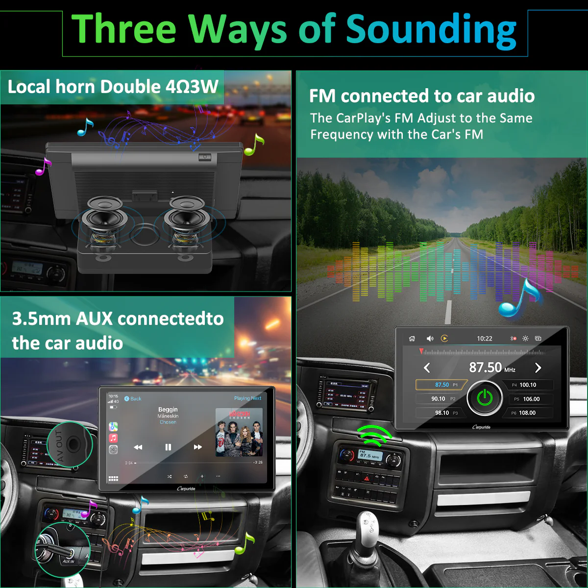CARPURIDE Wireless Portable Car Stereo with Light-Sensitive,Dual 4Ω3W speakers, 9 Inch IPS Touchscreen Car Radio Receiver Works with Carplay/Android Auto/Mirror Link/Bluetooth/Google/Siri/WiFi/GPS Navigation - Image 7
